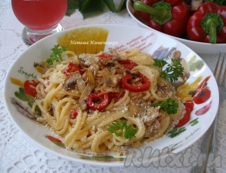 Рецепт спагетти с шампиньонами